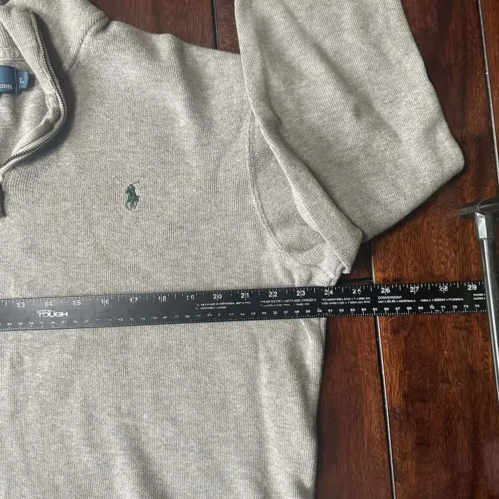 Vintage Polo Ralph Lauren Grey Quarter Zip Pullover Sweater Mock Neck 90s Era L